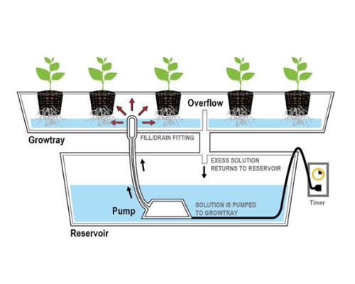 Menggunakan sistem irigasi tetes untuk mengalirkan nutrisi ke akar tanaman melalui selang irigasi, misalnya menggunakan dripper. penjelasan tersebut merupakan teknik dari...